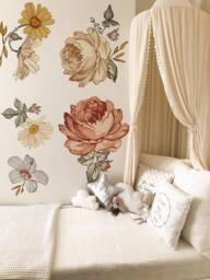 Soft Nursery Floral Wall Decal Sticker For Kids Vintage Peony Flower - thumbnail 1