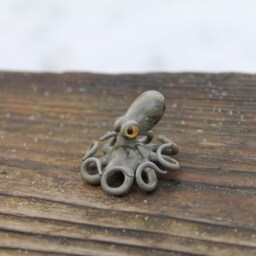 Small Glass Octopus Glass Figurine Miniature Kraken Little Animals Murano - thumbnail 4