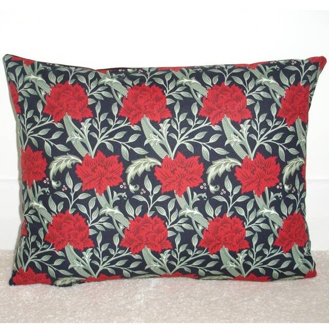 "William Morris Hammersmith Cushion Cover 12x16 Oblong Bolster Red & Black Pillow Case Sham Pillowcase 16""x12" - image 1