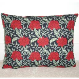 "William Morris Hammersmith Cushion Cover 12x16 Oblong Bolster Red & Black Pillow Case Sham Pillowcase 16""x12" - thumbnail 1