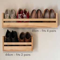 Wooden Shoe Rack For Small Hallways, Wall Mounted Storage, Shoe in English Ash, Made England - thumbnail 3