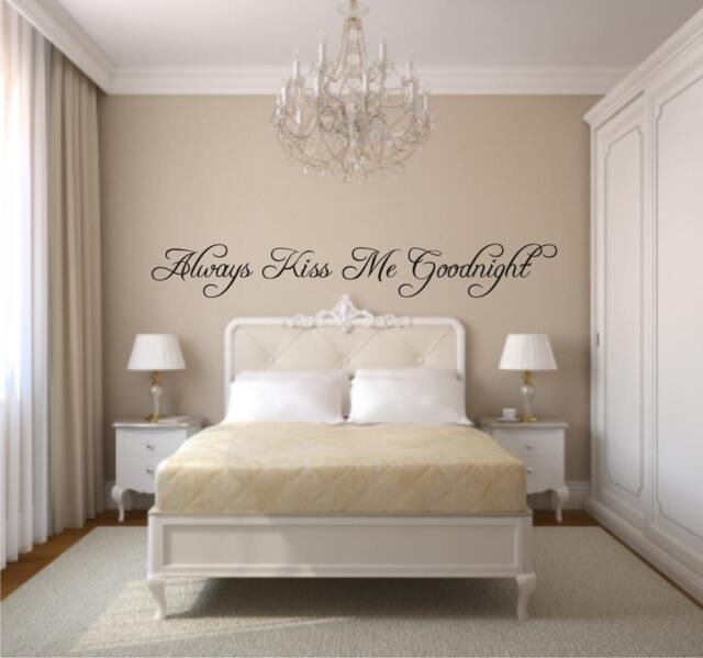 Always Kiss Me Goodnight Vinyl Wall Decal - Love Bedroom Quote - image 1