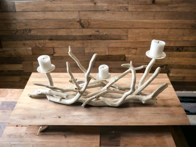 Driftwood Candelabra, Coastal Candleholder, Organic Beach Decoration - image 1