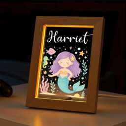 Personalised Led Mermaid Light Frame, Night Light, Girls Bedroom Lamp, Birthday Gift For Girl - thumbnail 3