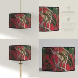 Lampshade For Table Lamp - Exotic Jungle Lampshade With Monkey & Bird Available As A Base Or Pendant - thumbnail 3