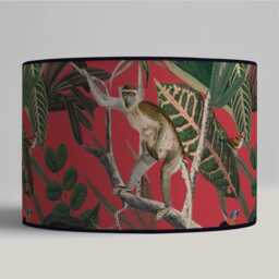 Lampshade For Table Lamp - Exotic Jungle Lampshade With Monkey & Bird Available As A Base Or Pendant - thumbnail 1