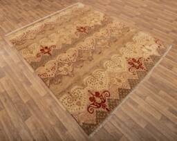 8x10 Beige Modern Wool Ikat Design Colorful Rug Handwoven #778 - thumbnail 1