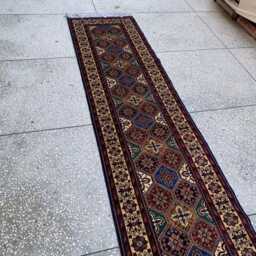 Handmade Wool Runner Rug Afghan Tribal Hallway Rug - 391x90cm - thumbnail 4