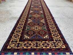 Handmade Wool Runner Rug Afghan Tribal Hallway Rug - 391x90cm - thumbnail 1