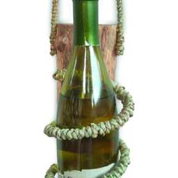 Driftwood & Rope Wine Holder Wall Hanging, Teak Root Bottle Rack - thumbnail 3