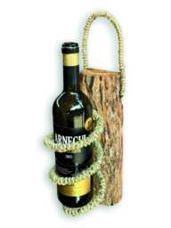 Driftwood & Rope Wine Holder Wall Hanging, Teak Root Bottle Rack