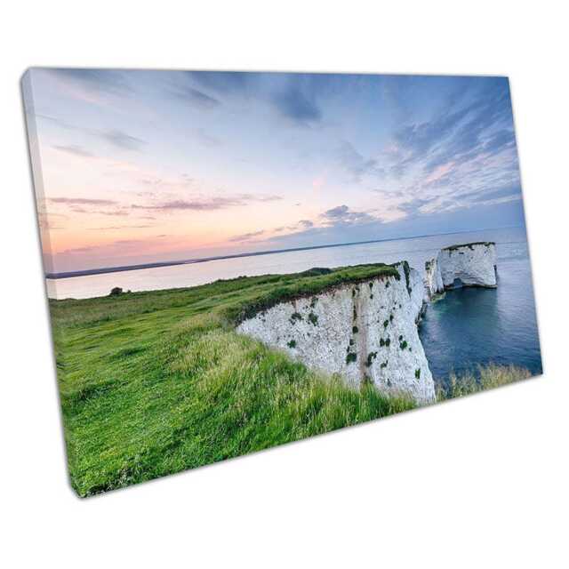 Jurassic Coast Seascape Old Harry Rocks Sunset Wall Art Print For Home & Office Decor - image 1