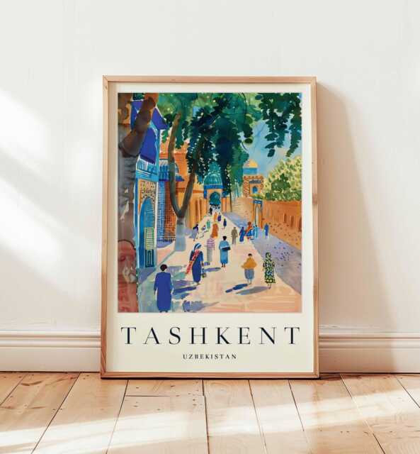 Tashkent Uzbekistan Poster Silk Road Travel Print, Central Asia Wall Art - image 1