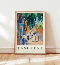 Tashkent Uzbekistan Poster Silk Road Travel Print, Central Asia Wall Art - thumbnail 1