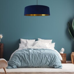 Extra Large Navy Blue Velvet Lampshade With Gold Lining - thumbnail 2