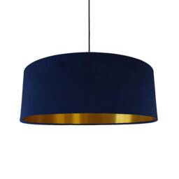Extra Large Navy Blue Velvet Lampshade With Gold Lining - thumbnail 1