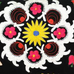 Vintage Suzani Loveseat Thai Hmong & Pink Velvet Upholstery - thumbnail 4