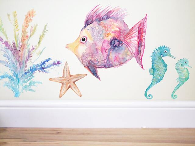 Rainbow Fish, Fish Wall Decal, Under The Sea, Sea Nursery, Ocean Decor, Kids Room, Fish Sticker, Nautical Decor, Nautical Nursery, Sea Decal, Fish - image 1