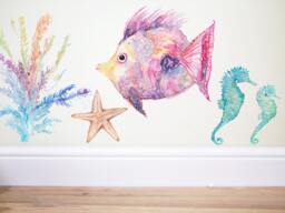 Rainbow Fish, Fish Wall Decal, Under The Sea, Sea Nursery, Ocean Decor, Kids Room, Fish Sticker, Nautical Decor, Nautical Nursery, Sea Decal, Fish - thumbnail 1