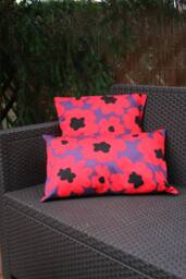 Japanese Fabric Cushion Cover With Big Red Flowers - thumbnail 1