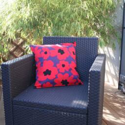 Japanese Fabric Cushion Cover With Big Red Flowers - thumbnail 3