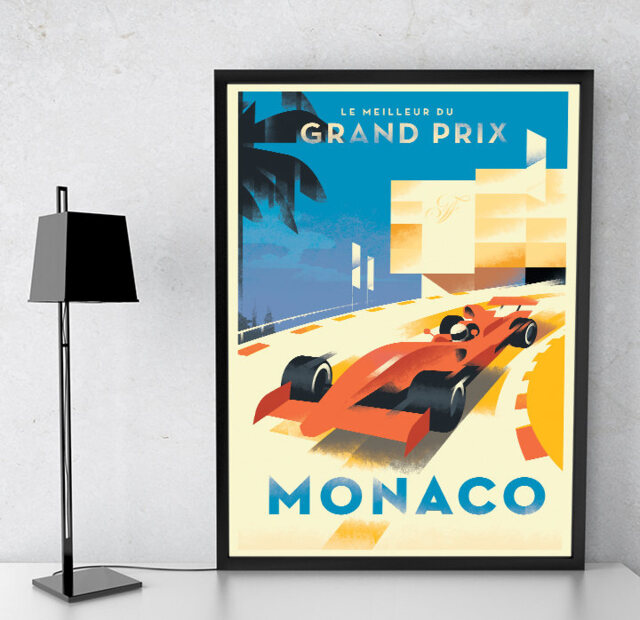 Vintage - Monaco Grand Prix F1 Travel Poster/Print A4 & A3 - image 1