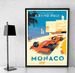 Vintage - Monaco Grand Prix F1 Travel Poster/Print A4 & A3 - thumbnail 1