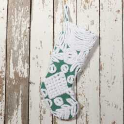 Green & White - Lush & Fluffy Vintage Chenille Christmas Stocking Flower - thumbnail 3