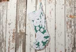 Green & White - Lush & Fluffy Vintage Chenille Christmas Stocking Flower - thumbnail 1