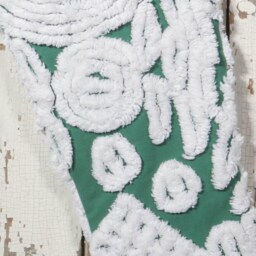 Green & White - Lush & Fluffy Vintage Chenille Christmas Stocking Flower - thumbnail 2