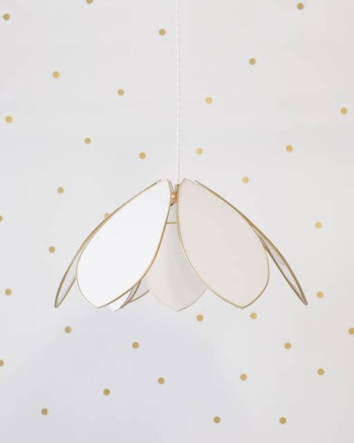 Double Flower Pendant Light - Ecru & Gold - image 1