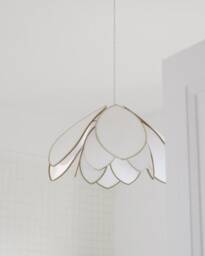 Double Flower Pendant Light - Ecru & Gold - thumbnail 2