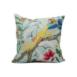 Scalamandre - Botany Bay Sky/Multi Majestic Floral Pheasant Cushion Cover Handmade Throw Pillow Designer Home D??cor - thumbnail 2