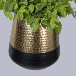 2 Tone Hanging Plant Pot - Elegant Black & Gold Indoor Holder in Two Colours Home Office Decor - thumbnail 2