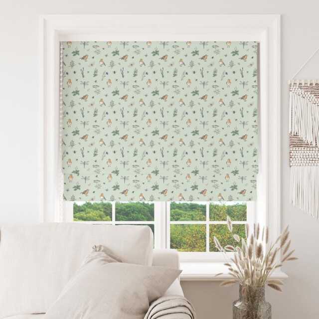 Custom Roman Blind - Emma Lawrence Whimsical Wildlife Willow , Made To Measure Window Treatment - image 1