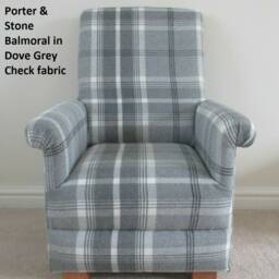 Balmoral Tartan Fabric Childrens Chairs Grey Kids Armchair Checked Purple Pink Duck Egg Ochre Gingham Blue Boys Girls Seat Yellow - thumbnail 2
