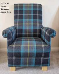 Balmoral Tartan Fabric Childrens Chairs Grey Kids Armchair Checked Purple Pink Duck Egg Ochre Gingham Blue Boys Girls Seat Yellow
