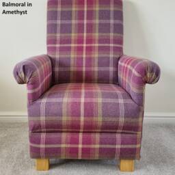 Balmoral Tartan Fabric Childrens Chairs Grey Kids Armchair Checked Purple Pink Duck Egg Ochre Gingham Blue Boys Girls Seat Yellow - thumbnail 3