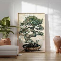 Bonsai Tree Poster, Japanese Print, Floral Traditional Wall Art, Oriental Poster - thumbnail 3
