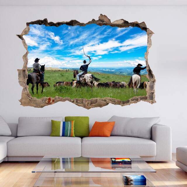 Cowboys Horses Wall Decal Sticker Mural Poster Print Art Home Decor Dc17
