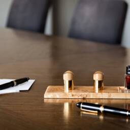 Burl Wood Pen Holder Oak & Stainless Steel Desk Organizer - thumbnail 2