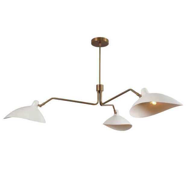 Stilnovo Style Sputnik Chandelier Raw Brass, 3-Light White Mid Century Modern Ceiling Lamp - image 1