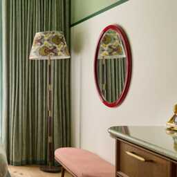 Grey, Yellow & Burgundy Ikat Lampshade - thumbnail 4