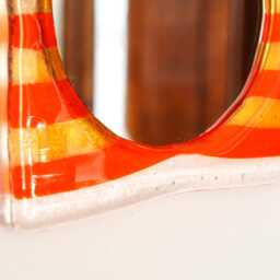 Mirror With Orange Amber Color Fused Glass Frame - thumbnail 4