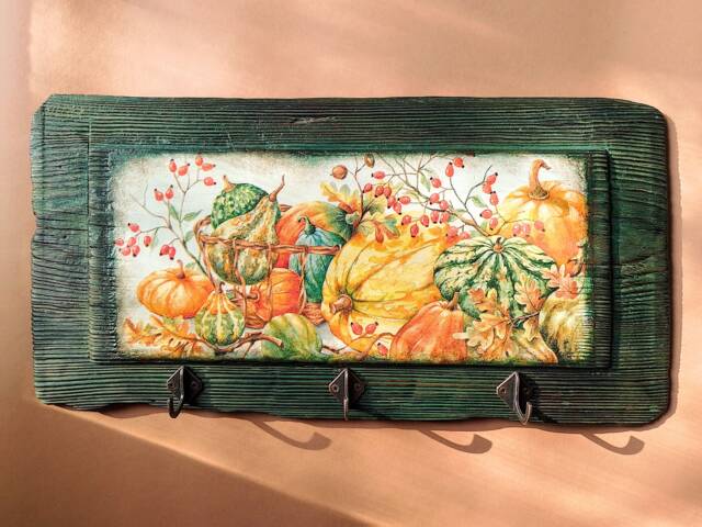 Wall Key Holder Entryway Organizer Key Rack Wood Hanger Towel Kitchen Wall Decor Farmhouse Kitchen - image 1