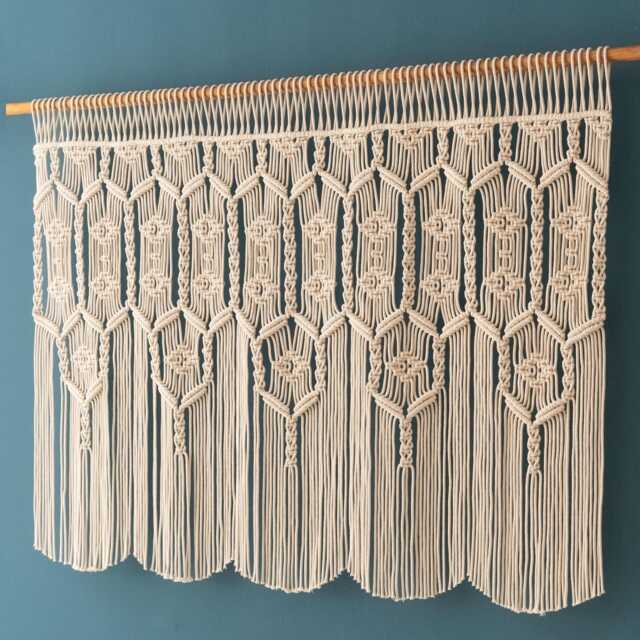 Macrame Boho Curtain, Window Valance, Door Extra Large Wall Art, Farmhouse Aesthetic Decor C31 - image 1