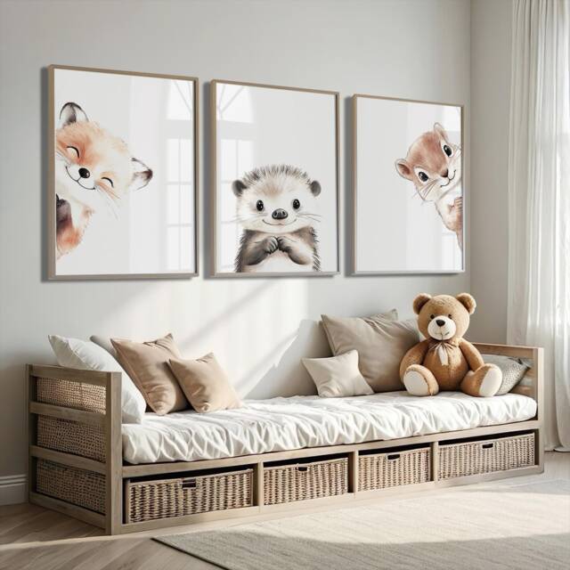 Woodland Nursery Prints Baby Room Decor, Wall Art Gift, Animal Kids Forest - image 1