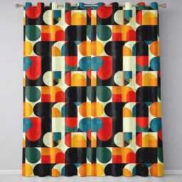 Mid Century Geometric Blocks Textured Abstract Seamless Pattern Readymade Eyelet Ring Top Thermal 100% Blackout Curtains - thumbnail 2
