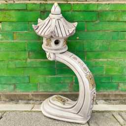 Arched Stone Pagoda Lantern Concrete Garden Sculpture Outdoor Zen Ornament Curved Meditation Light Cement Yard Decor Asian Style Gift - thumbnail 1