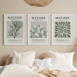 Set Of 3 Matisse Inspired Prints - Grey Cut-Out Style Wall Art Posters - thumbnail 2